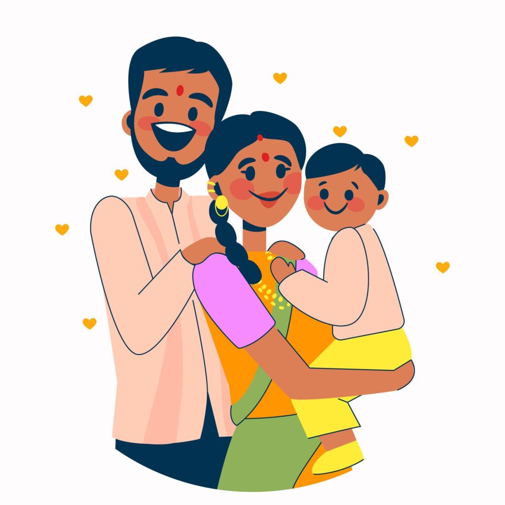 A human family 
(parents and their child)