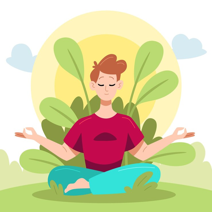 Illustration: A person doing a breathing exercise